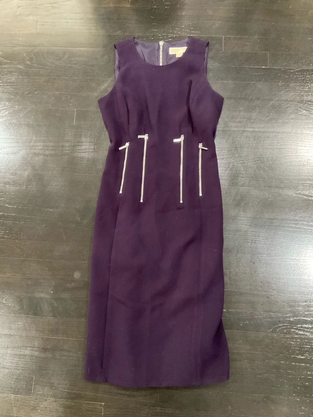 MICHAEL KORS VERTICAL ZIPPER BACK SHEATH SLEEVELESS DRESS‎